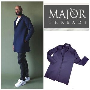 Major threads Maston short coat navy blue long sleeve jacket coat soft medium